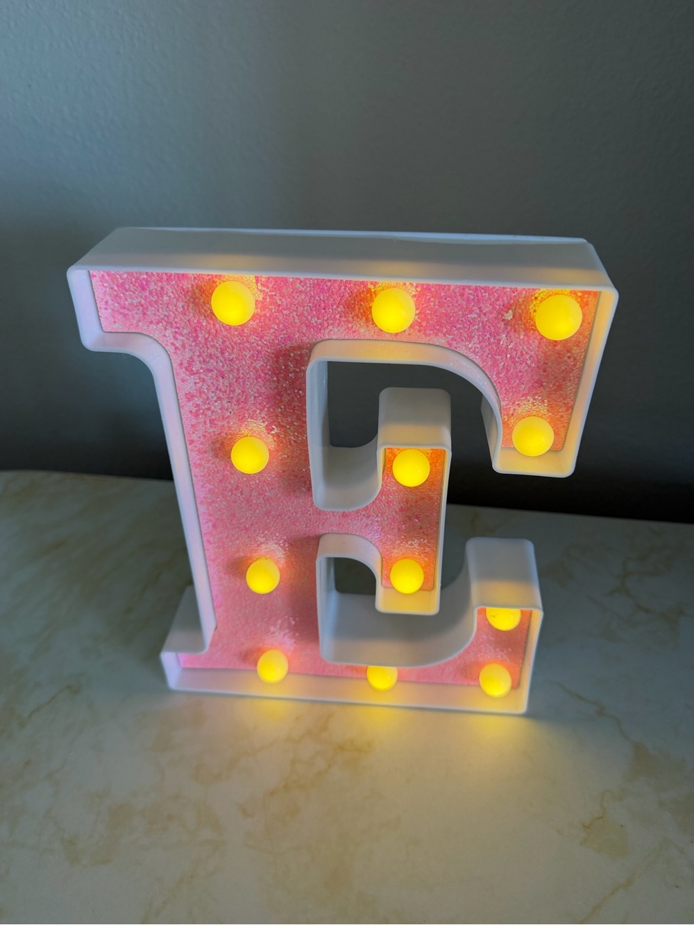 Sparkly Pink Glitter Marquee Light - Letter "E" - Picture 5 of 5